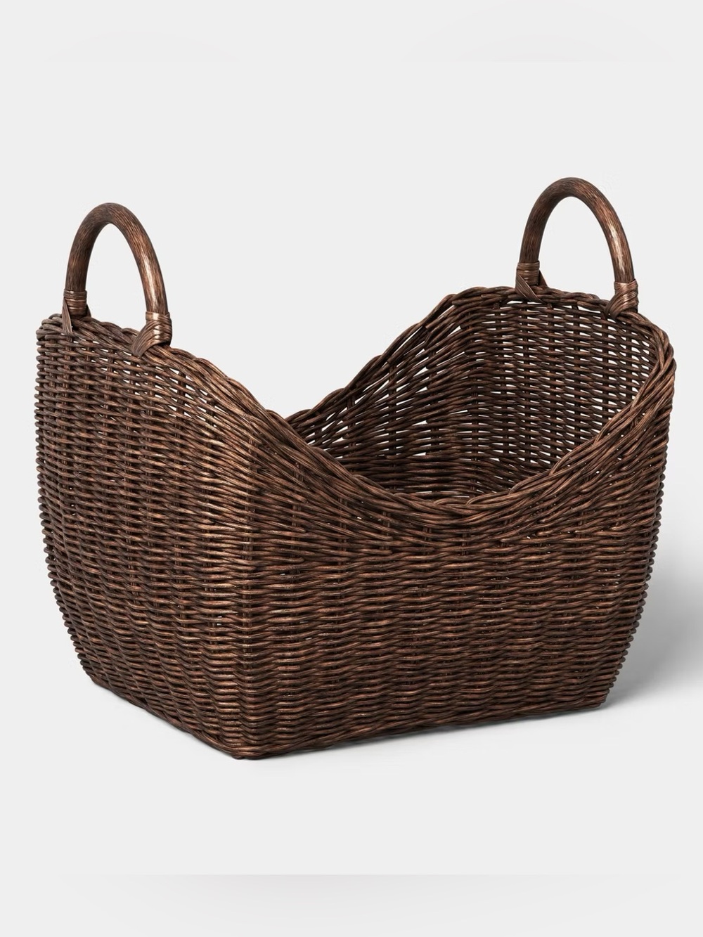 Large Dark Stain Rattan Basket Brown - Threshold